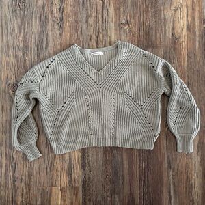 Moon & Madison Knit Sweater Womens Small Cropped V-Neck Light Seafoam Green